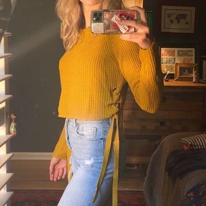 Golden Yellow side tie sweater